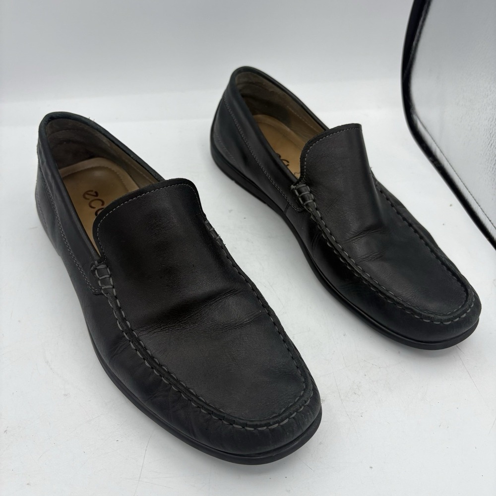 Ecco Loafers Mens Size 10 Classic Moc 2.0 Black Leather Driving